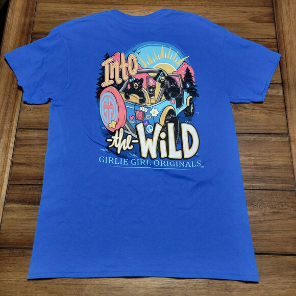 Girlie Girl Originals SS Blue Tee "Into The Wild" - Size Medium - Picture 2 of 5